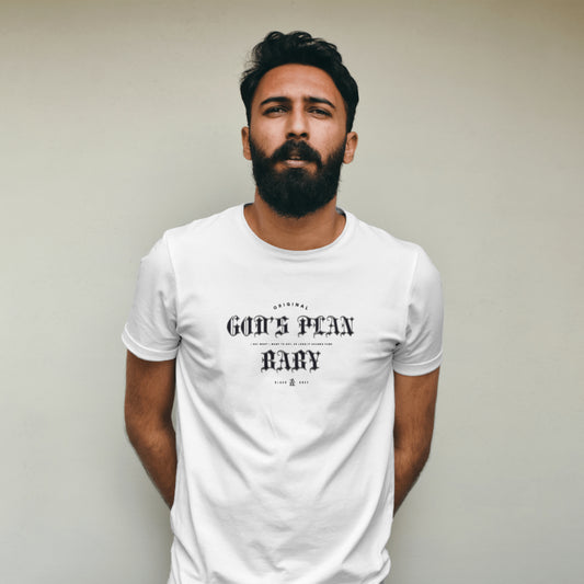 God's Plan Baby - White Cotton Regular Fit T-Shirt for Men & Women